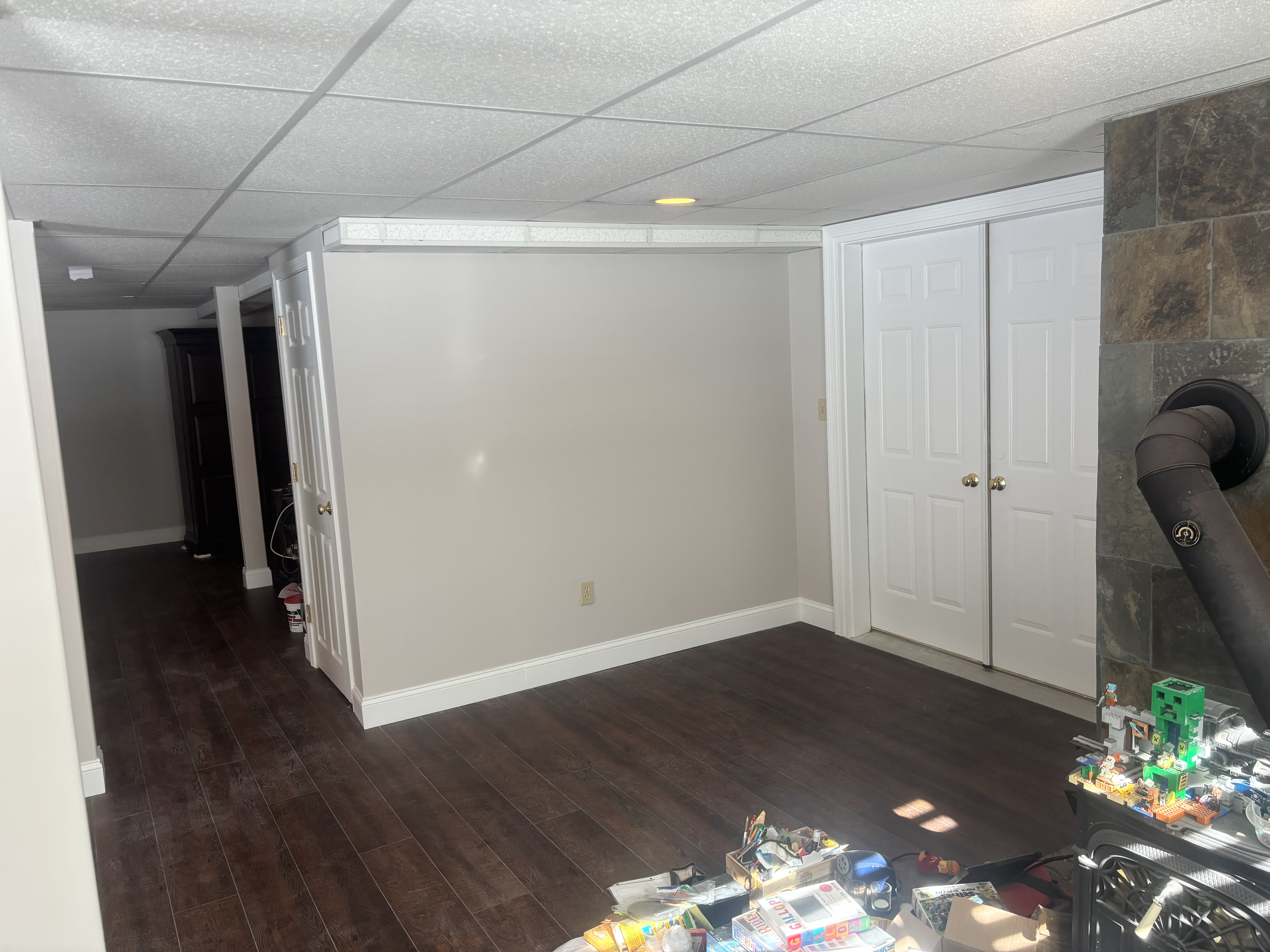 Finished interior doors, walls, and trim